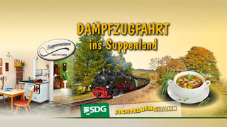 Fichtelbergbahn - Dampfzugfahrt ins Suppenland. 
© SDG Sächsische Dampf- eisenbahngesellschaft mbH - Fichtelbergbahn