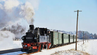 ampfzug der Döllnitzbahn im Winter. 
© Chistian Sacher