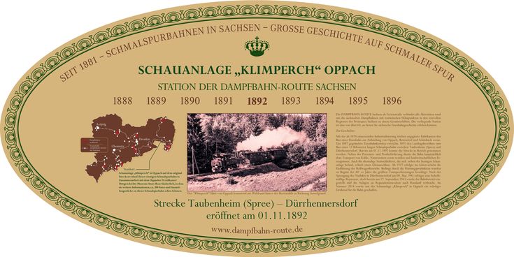 Stationsschild - Ukázka úzkokolejky „Klimperch“ Oppach / Taubenheim