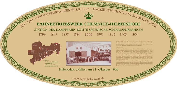 Stationsschild - Schauplatz Eisenbahn: Saské železniční muzeum Saská kamenice -Hilbersdorf