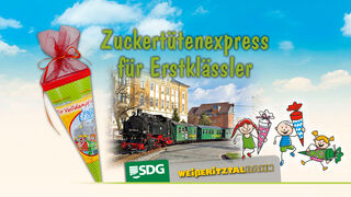 Weißeritztalbahn - Zuckertütenexpress. 
© SDG Sächsische Dampfeisenbahngesellschaft mbH - Weißeritztalbahn