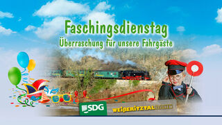 Weißeritztalbahn - Faschingsdienstag. 
© SDG Sächsische Dampfeisenbahngesellschaft mbH - Weißeritztalbahn