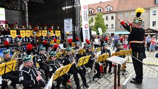 UNESCO Welterbetag beim Stadtfest auf dem Markt Dippoldiswalde Konzert Bergmusikkorps aus Freiberg, Schneeberg und Olbernhau 
&copy; Egbert Kamprath